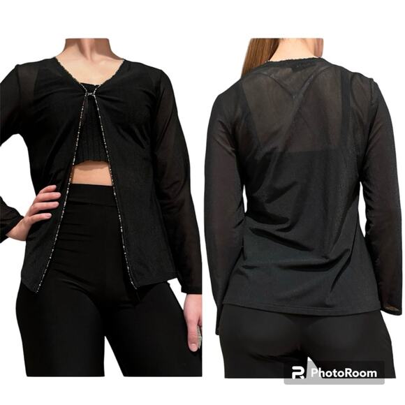 Vintage Y2K Whimsigoth Fairy Grunge Sheer Beaded Clasp-Close Overlay by Malibu - Picture 2 of 14